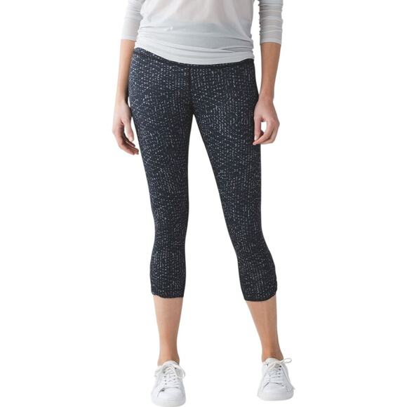 lululemon athletica Pants - Lululemon True Self Crop II Samba Snake Battleship Black Leggings,  Yoga Pilates
